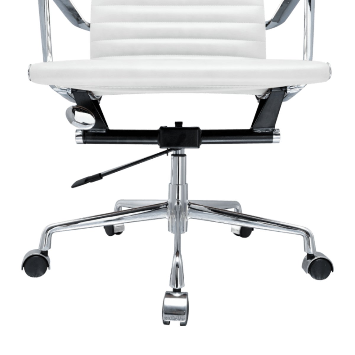 Premium Lowback Ribbed Office Chair White Leather Chrome Frame 7