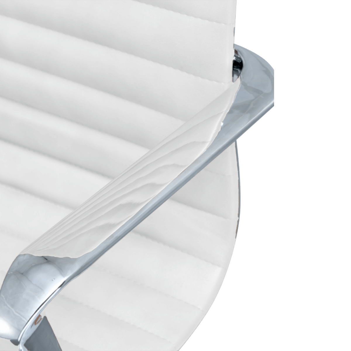 Premium Lowback Ribbed Office Chair White Leather Chrome Frame 8