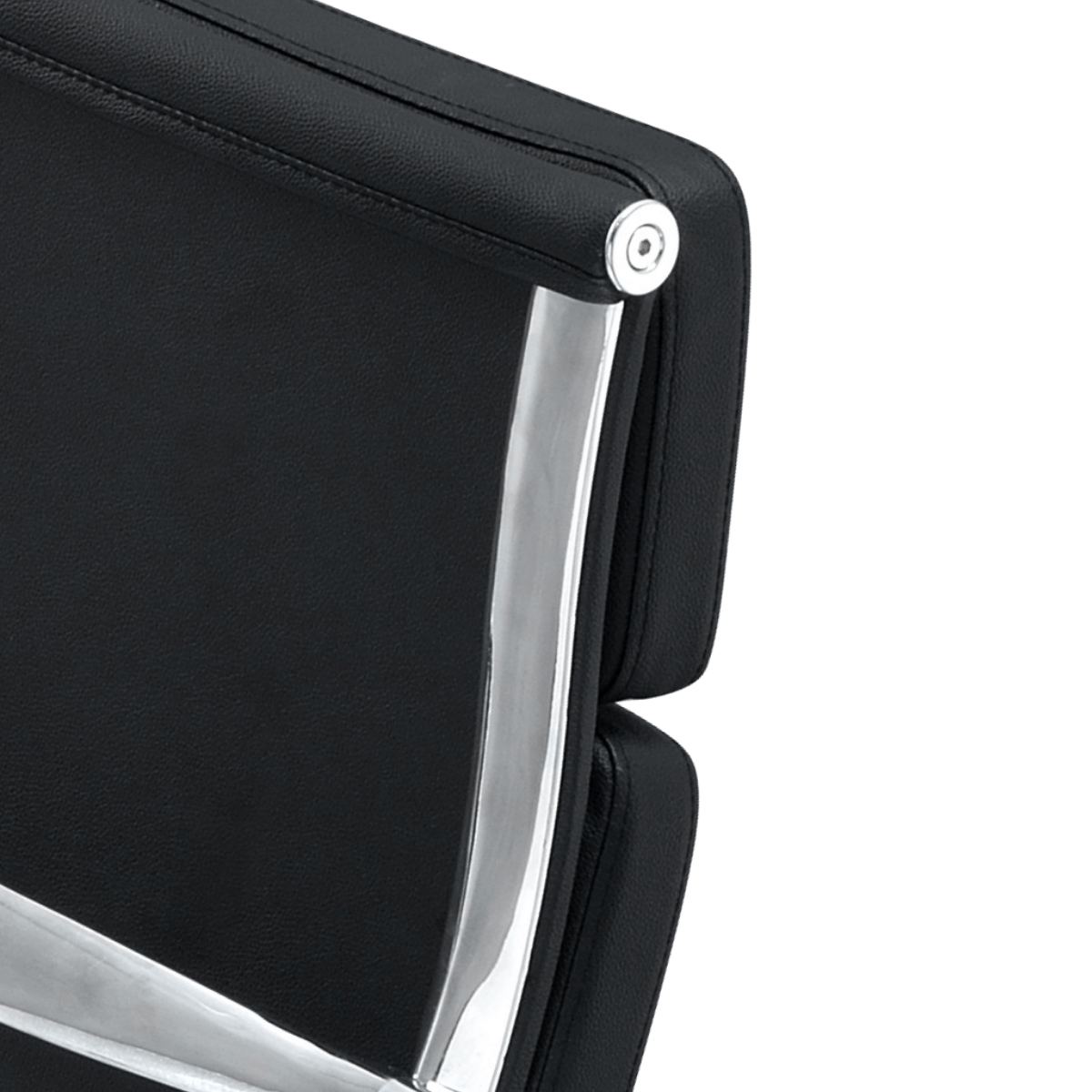 Premium Lowback Silla de oficina acolchada Piel negra Estructura cromada 6