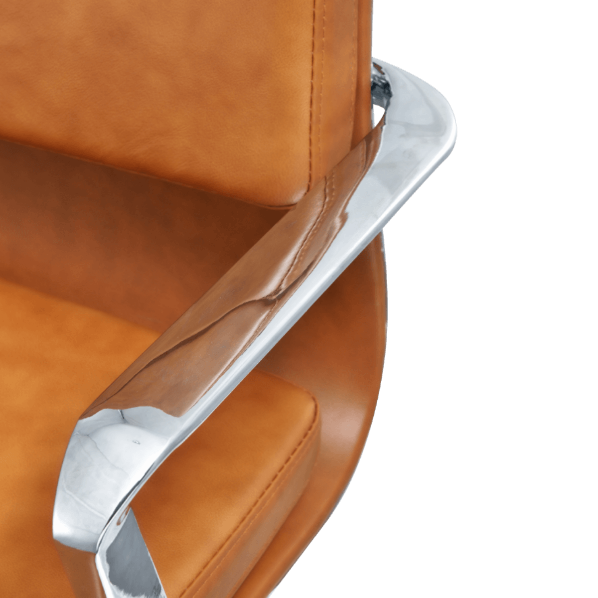 Premium Lowback Softpadded Bürostuhl Cognac Leder Chromgestell 10