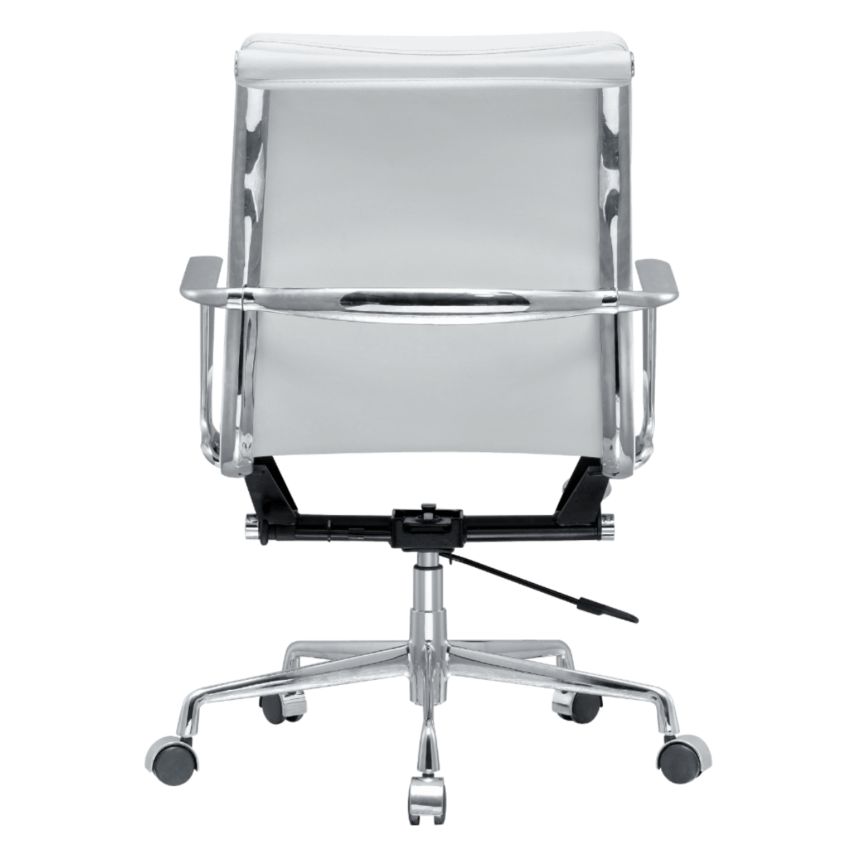 Premium Lowback Softpadded Office Chair White Leather Chrome Frame 4