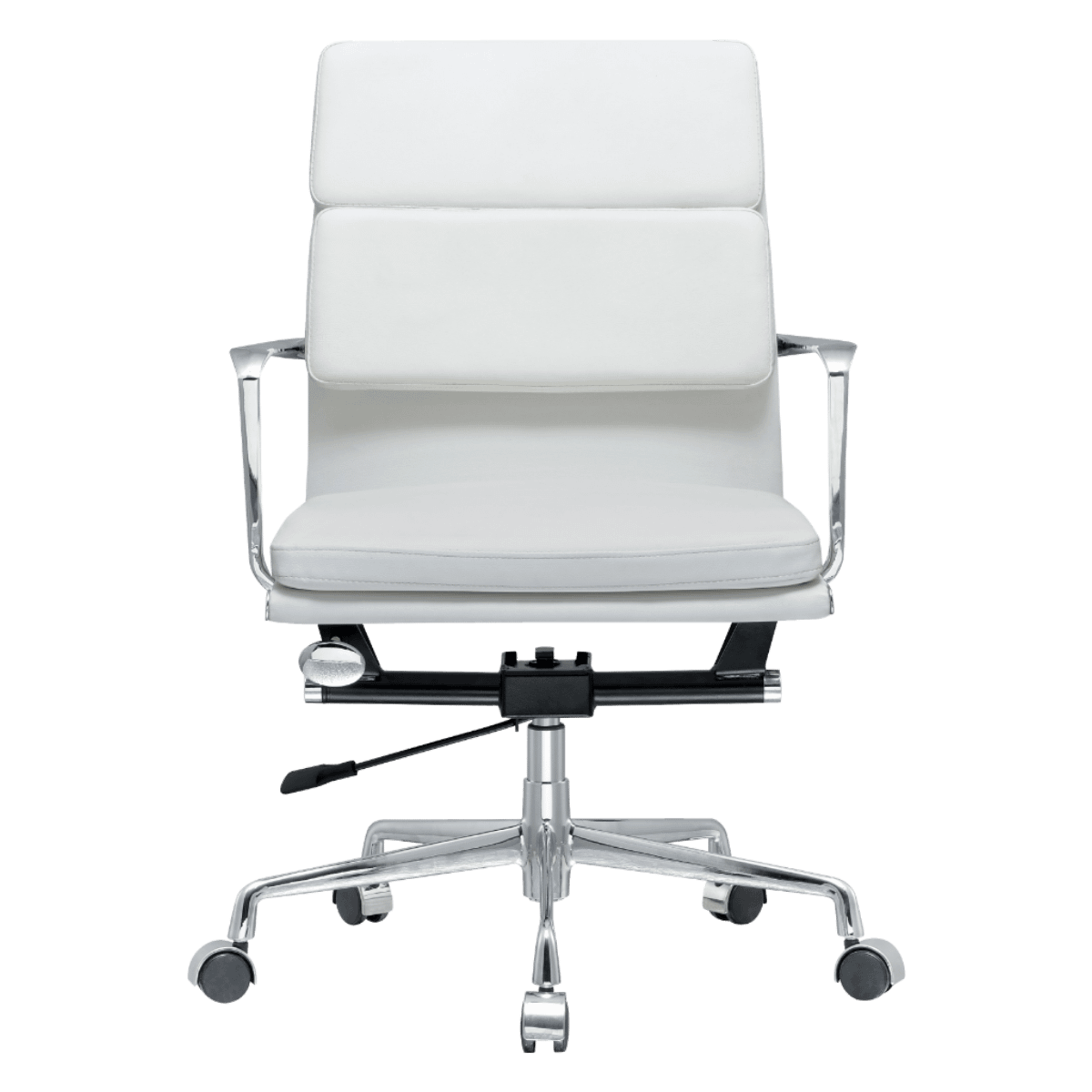 Premium Lowback Softpadded Office Chair White Leather Chrome Frame 5