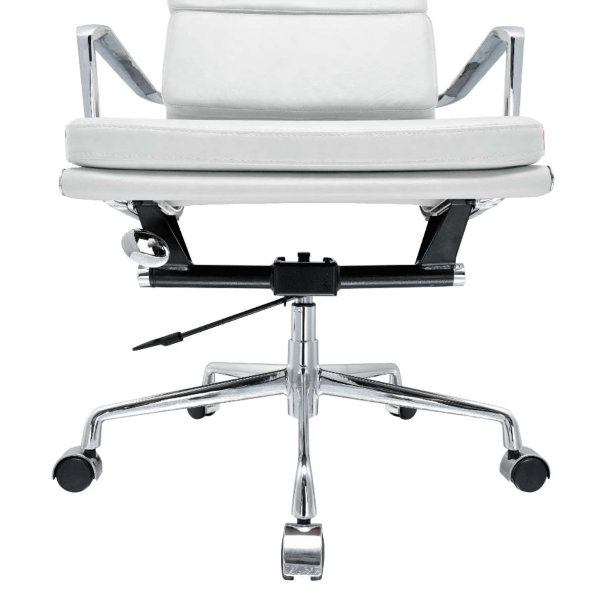 Premium Lowback Softpadded Office Chair White Leather Chrome Frame 8