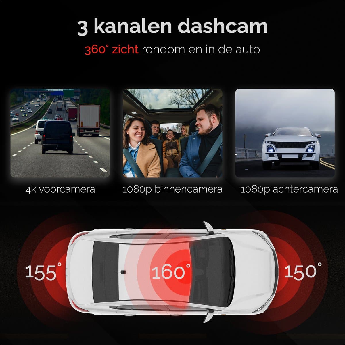 Redtiger F17 4K 3-kanaal 5G Dashcam