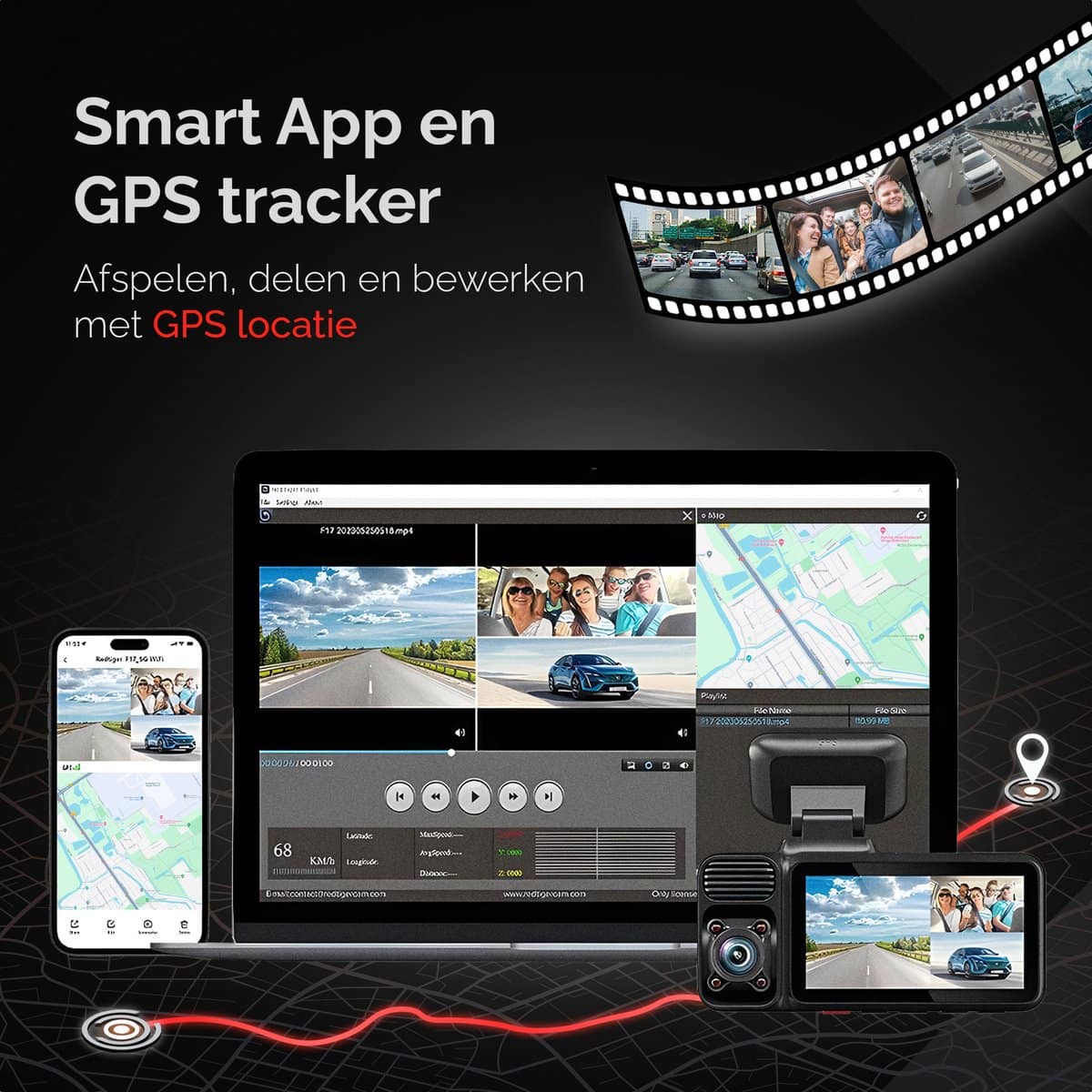 Redtiger F17 4K 3-kanaal 5G Dashcam