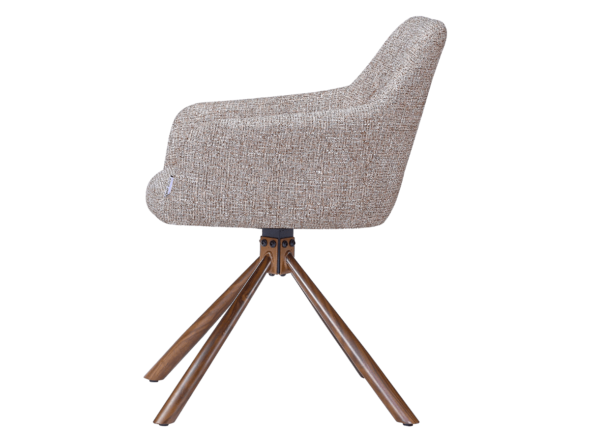 Wolf Swivel Dining Chair Sand OTE Walnut Finish Base 5