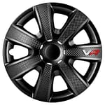 AutoStyle 4-Delige Wieldoppenset VR 14-inch zwart/carbon-look/logo