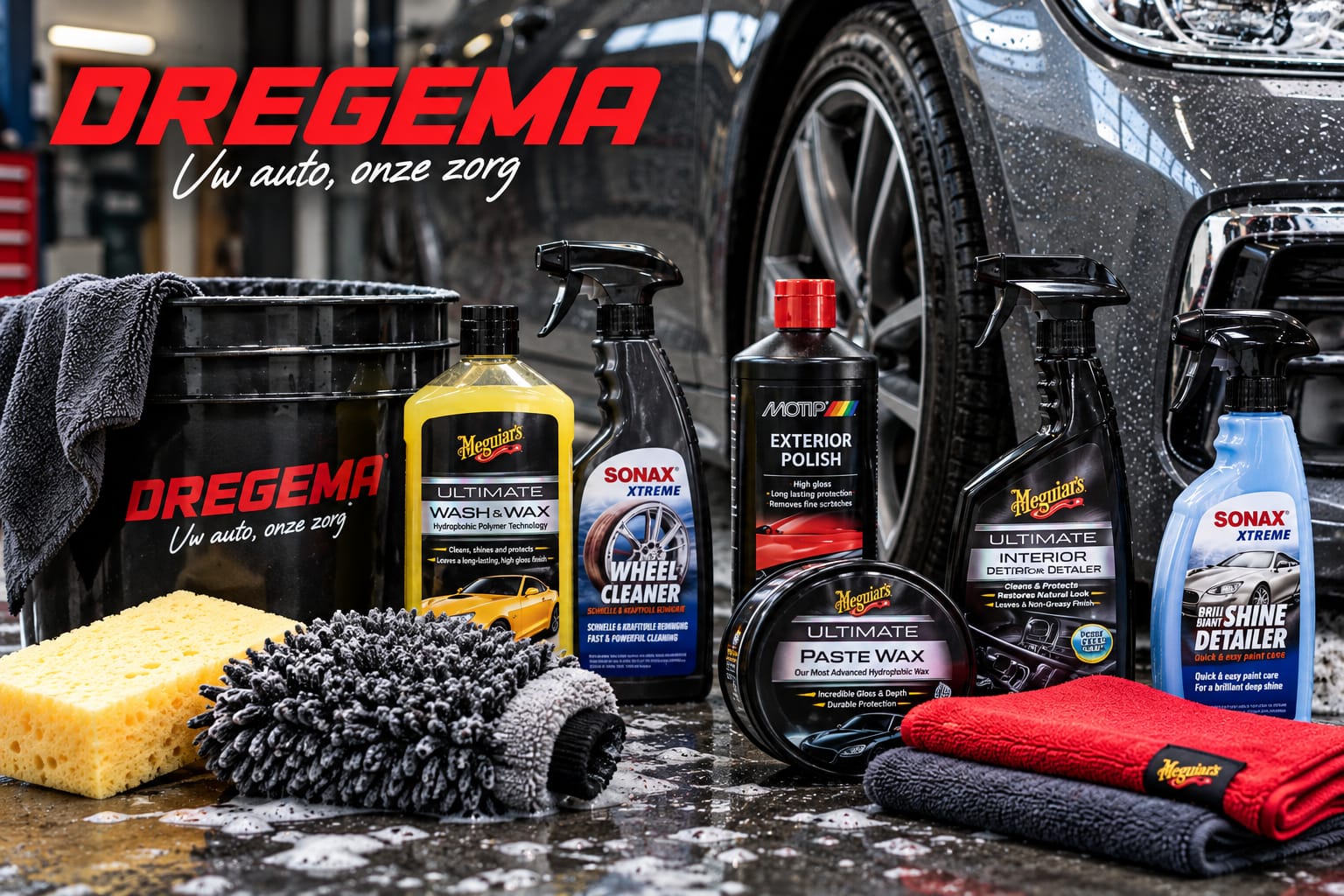 Autopoetsmiddelen voor auto wassen poetsen en detailing bij Dregema