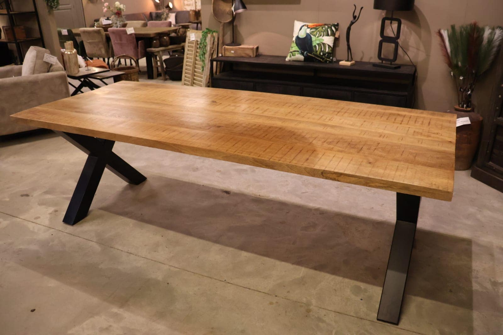 Mangohouten tafel 4 cm massief blad 160 cm - Afbeelding 2