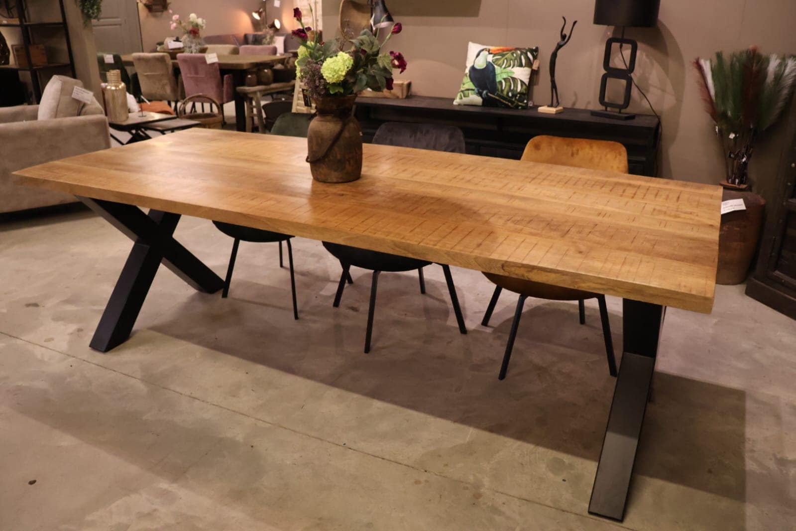 Mangohouten tafel 4 cm massief blad 160 cm