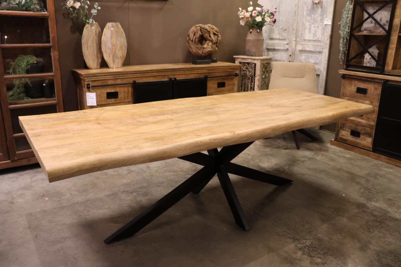 Mangohouten boomstamtafel 240 cm - Afbeelding 2