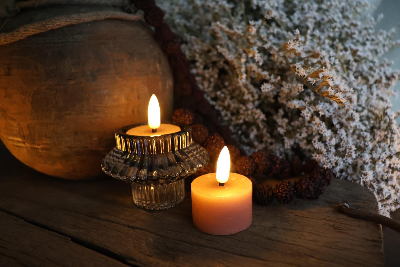 Set van 2 led waxinelichtjes roze - Afbeelding 2