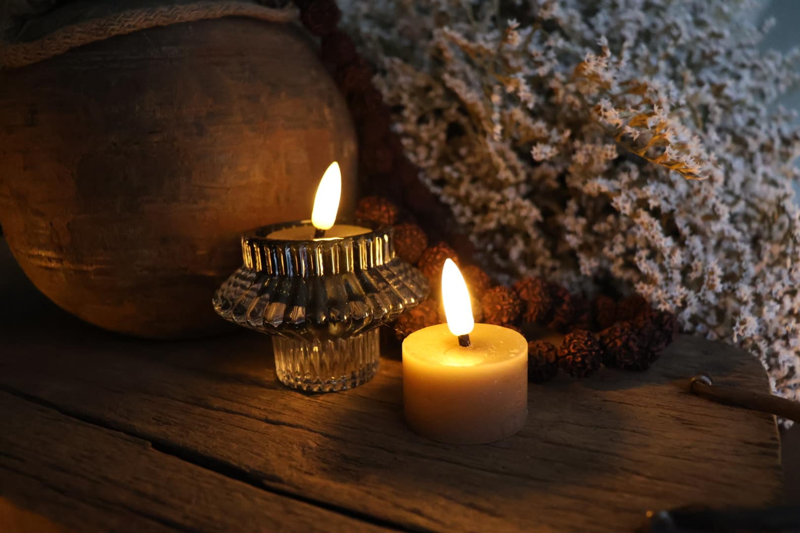 Set van 2 led waxinelichtjes beige - Afbeelding 2