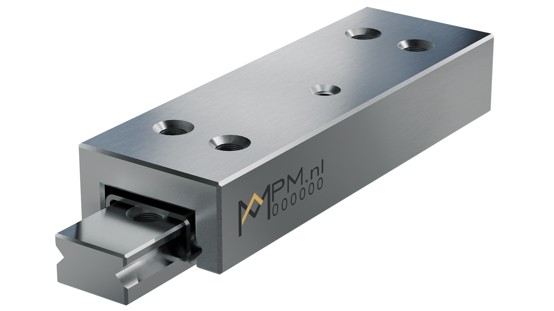 Frontview of a miniature linear ball slide PMM size 05 and lengths 25 mm