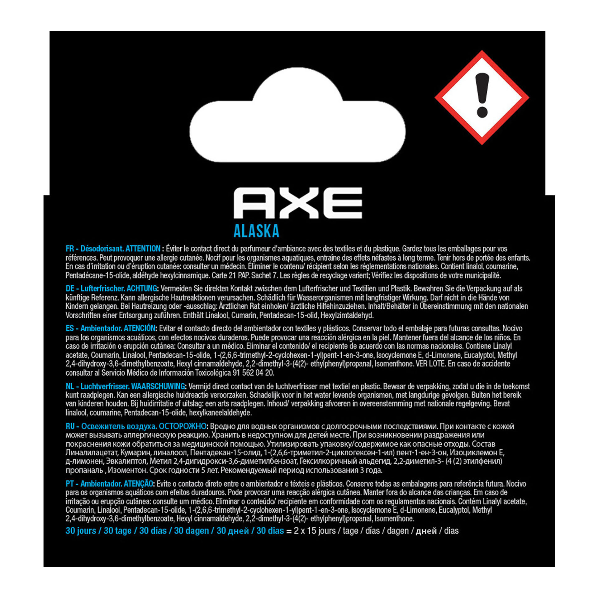 AXE Navulling Luchtverfrisser Alu Houder Alaska 2 Stuks