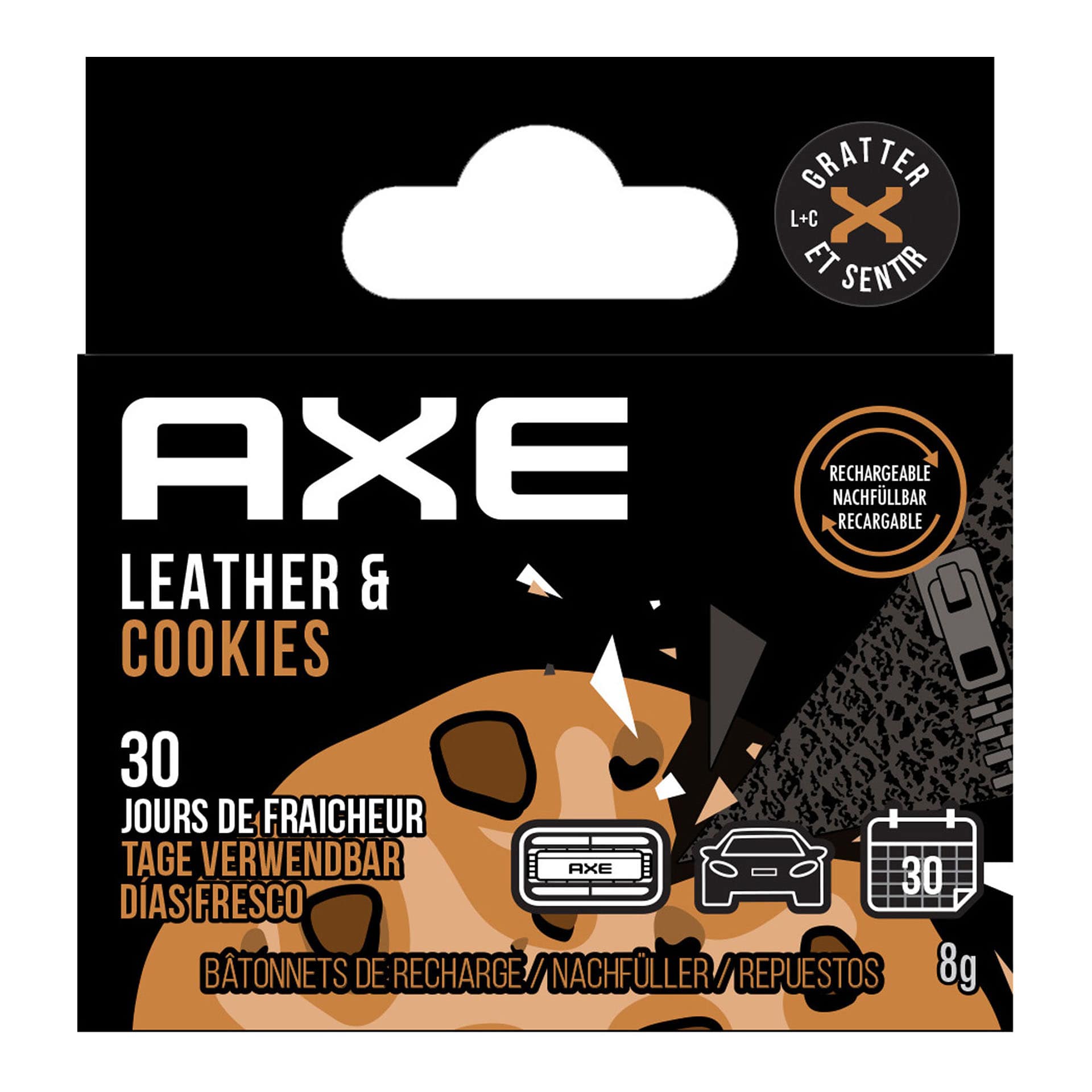 AXE Navulling Luchtverfrisser Alu Houder Leather + Cookies 2 Stuks
