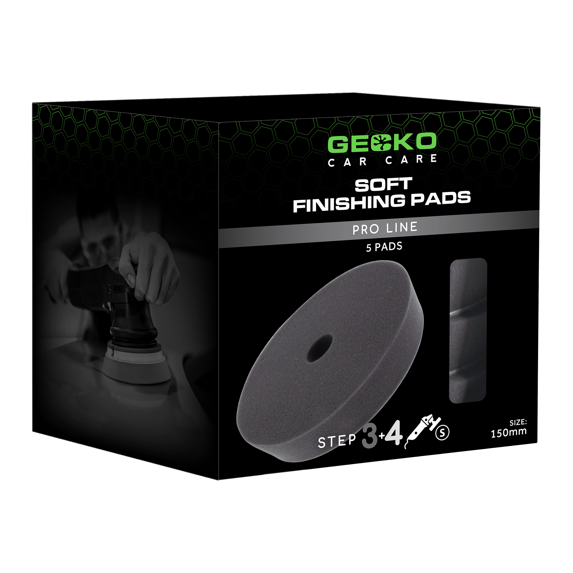 Gecko Polishing Pad Soft Black 150mm 5pcs (For Backing Plate 125mm)