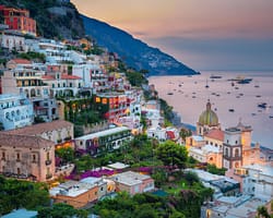 Positano. Aerial image of famous city Positano located on Amalfi