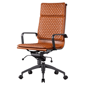 Diamond Highback Softpad Chefsessel aus Braunem Leder | Schwarzer Rahmen