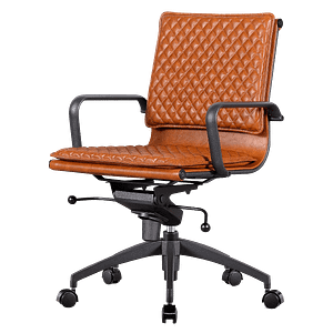 Diamond Lowback Softpad Office Chair Vintage Tan Leather | Black Frame