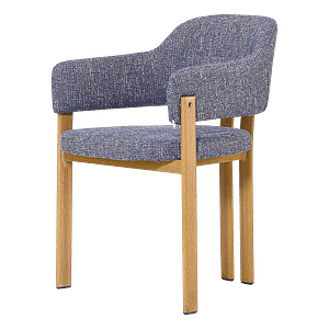 Isamu Japandi Dining Chair - Blue OTE - Oak Finish Base