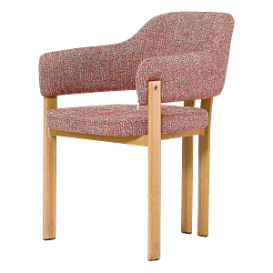 Isamu Japandi Dining Chair - Red OTE - Oak Finish Base
