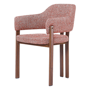 Isamu Japandi Dining Chair - Red OTE - Walnut Finish Base