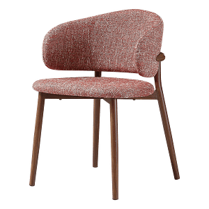 Nagato Design Dining Chair – Red (OTE) – Walnut Finish Base