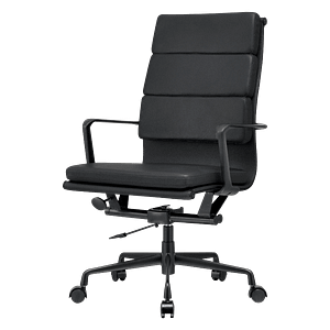 Premium Highback Softpadding Executive Chair Black Leather | Black Frame