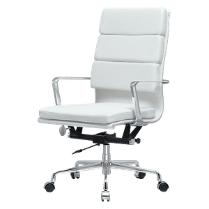 Silla Premium Highback Softpadded Executive Piel Blanca Estructura Cromada