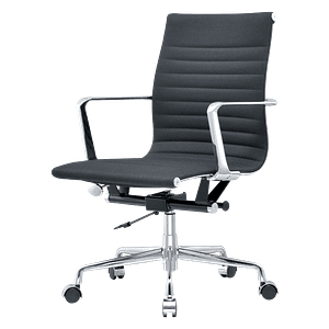 Premium Lowback Ribbed Bürostuhl aus Schwarzen Leinen | Chromgestell