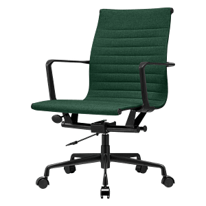 Premium Lowback Ribbed Office Chair Green Linen | Black Frame
