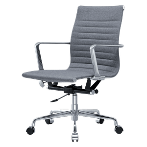Premium Lowback Ribbed Bürostuhl aus grauen Leinen | Chromgestell