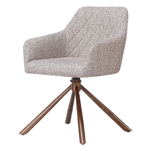 Wolf Swivel Dining Chair – Sand (OTE) – Walnut Finish Base