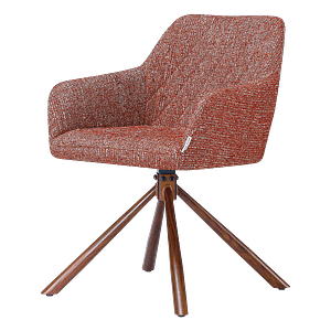 Wolf Swivel Dining Chair – Red (OTE) – Walnut Finish Base