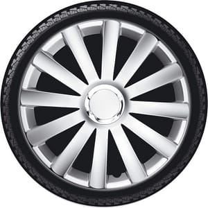 AutoStyle 4-Delige Wieldoppenset Spyder 15-inch zilver + chroom ring