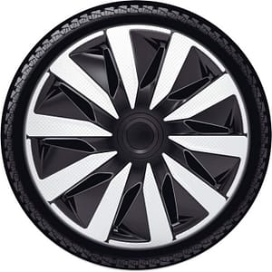 4-Delige J-Tec Wieldoppenset Lazio 15-inch zilver/zwart/carbon-look