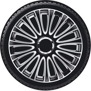 AutoStyle 4-Delige Wieldoppenset LeMans 14-inch zwart/zilver