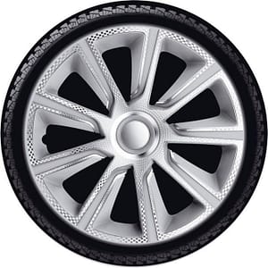 4-Delige J-Tec Wieldoppenset Veron 14-inch zilver/carbon-look
