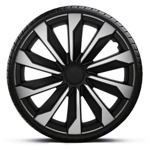 AutoStyle 4-Delige Wieldoppenset Typhoon 14-inch zilver/zwart