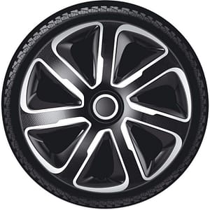 AutoStyle 4-Delige Wieldoppenset Livorno 14-inch zilver/zwart carbon-look