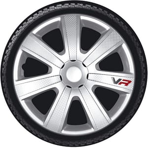 AutoStyle 4-Delige Wieldoppenset VR 14-inch zilver/carbon-look/logo