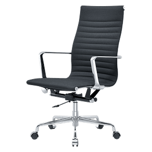 Premium Highback Ribbed Executive Chair Black Linen Chrome Frame