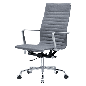 Premium Highback Ribbed Executive Chair Grey Linen Chrome Frame