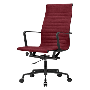 Premium Highback Ribbed Executive Chair Red Linen Black Frame