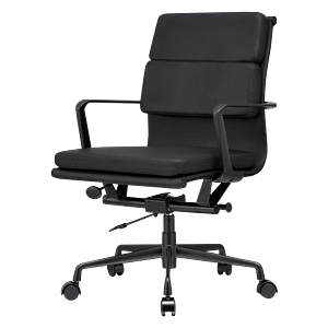 Premium Lowback Softpadded Office Chair Black Leather Black Frame