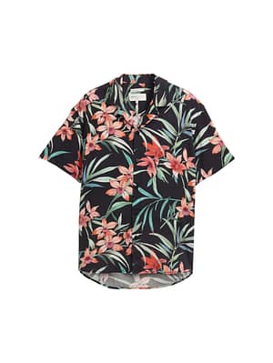 Relaxed fit short sleeve shirt with floral pattern