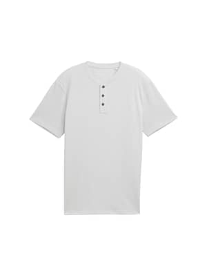 Henley T-shirt with waffle texture