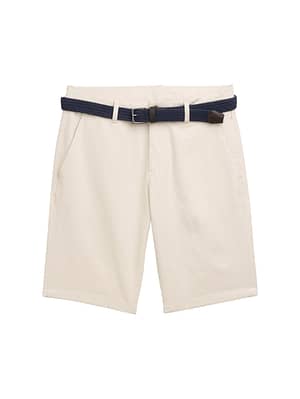 Stretch slim chino shorts with belt