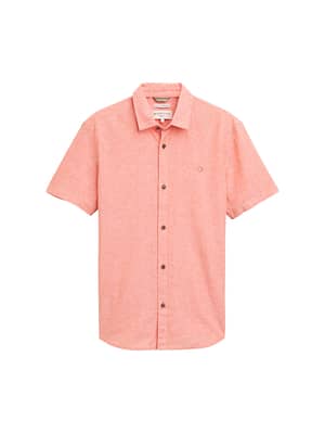 Regular fit short sleeve shirt with linen content